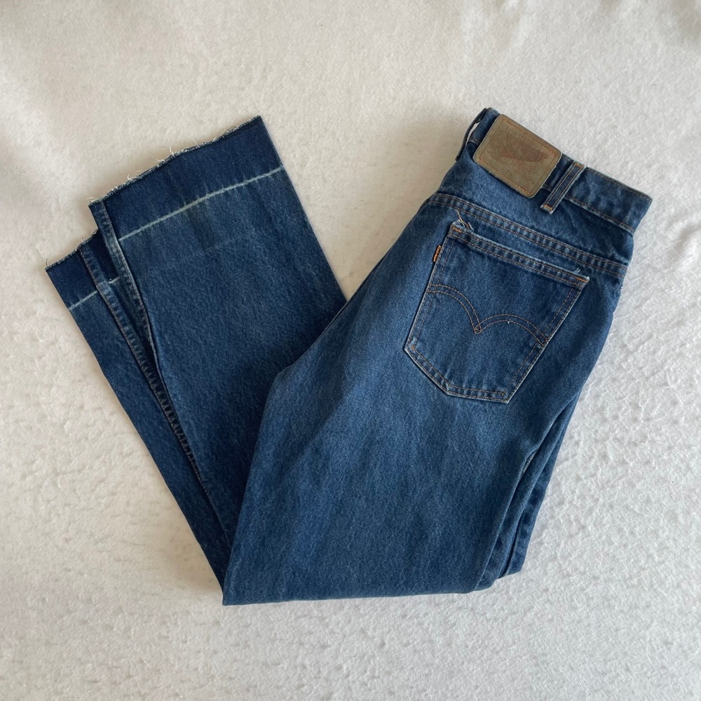 Levi's 619 Jeans Mens 30 Blue Orange Tab Vintage Raw Hem Straight Leg Denim